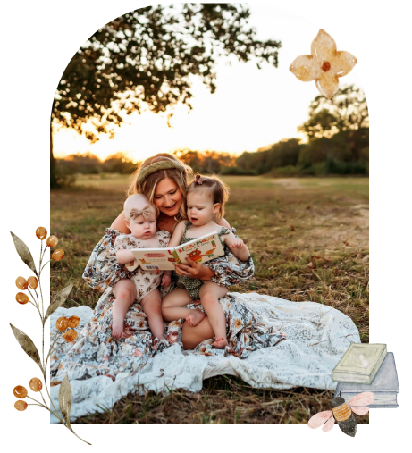 Graphic of Author Kendra James Reading to Her Children