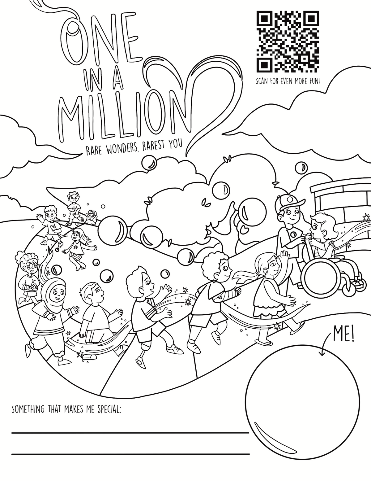 One in a Million printable coloring sheet featuring original illustrations and a reflection activity